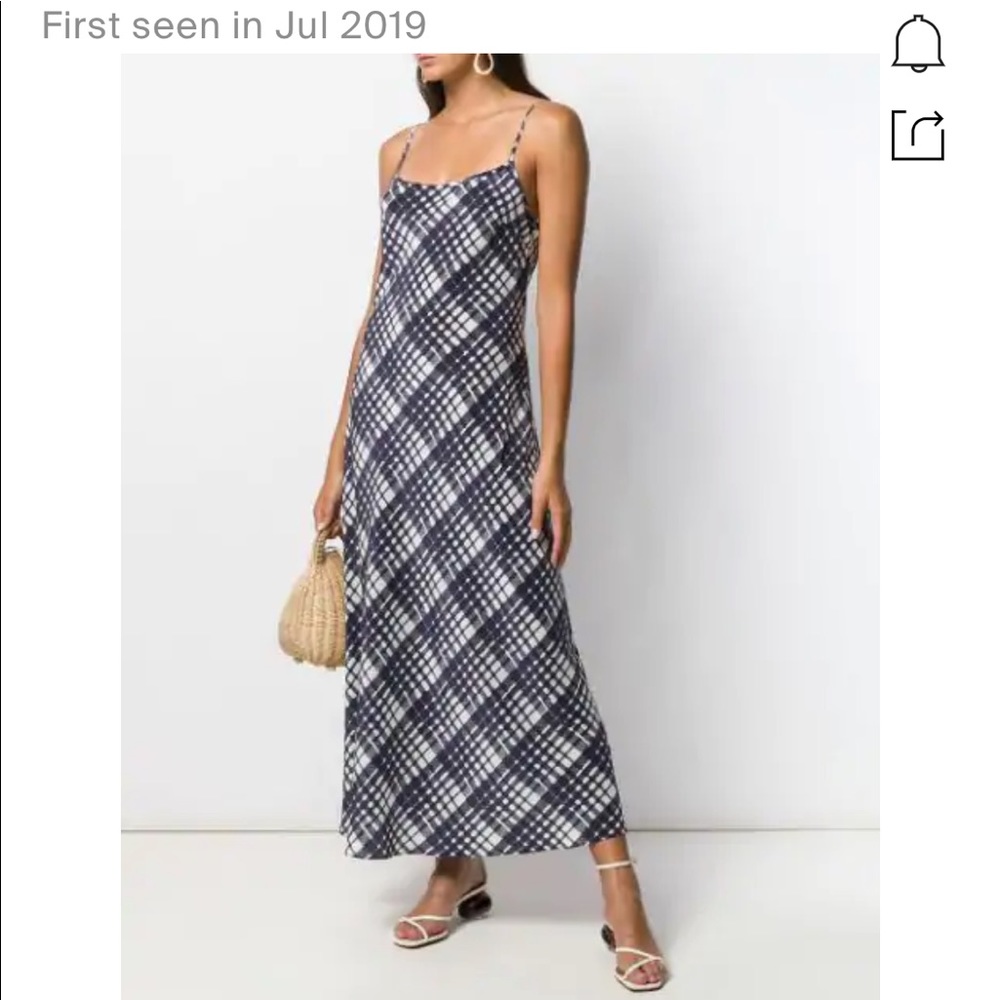 Rixo London Plaid Print Slip Dress in Blue